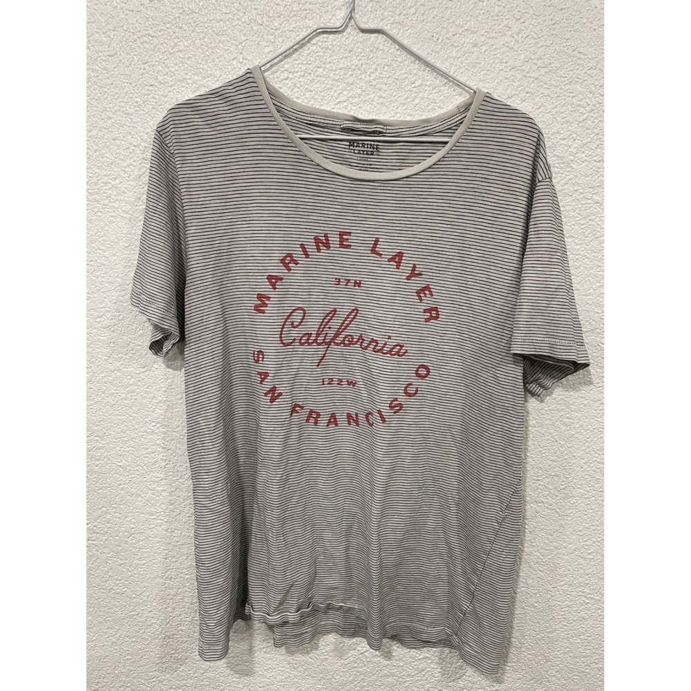 Marine Layer striped cotton blend tee men's sustainable Size Marge